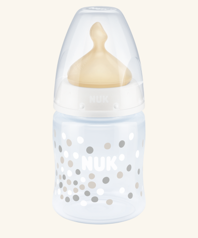 NUK Бутылочка "Конфетти" First Choice Plus150 мл латексная соска, средние отверстие М, 0-6 месяцев