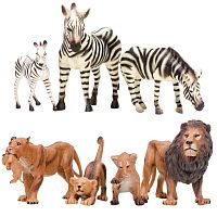 Паремо Фигурки серии "Мир диких животных": Семьи львов и семья зебр					