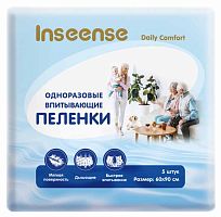 Inseense Пеленки одноразовые впитывающие для взрослых Daily Comfort, 60х90 см, 5 штук					