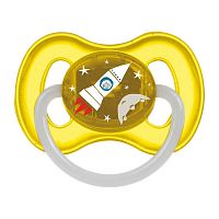 Canpol Пустышка круглая латексная, 0-6 Space/ цвет: желтый					