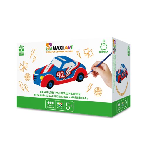 Maxi Art Набор для раскрашивания Керамическая Копилка Машинка / цвет белый
