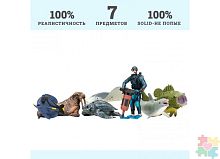 Паремо Фигурки игрушки серии "Мир морских животных" : Манта, морж, кожистая черепаха, рыбка-хирург, дельфин					