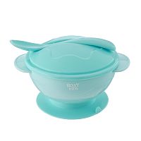 Roxy-Kids Набор для кормления: тарелка на присоске, крышка и ложка / цвет голубой					