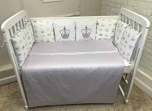 Евротек Комплект в кроватку Baby Кing, 6 предметов / серый					