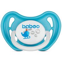 Baboo Соска-пустышка латексная круглая Transport с защитным колпачком, 6 мес+ / цвет голубой