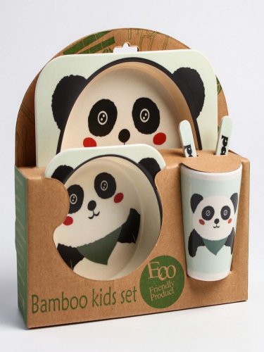 Крошка Я Набор бамбуковой посуды "Панда", 5 предметов