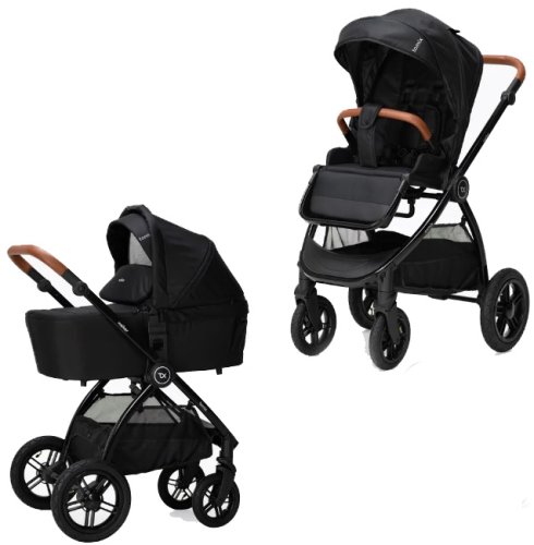 Bambini Moretti Коляска 2 в 1 Salker Lux / цвет Black+Shinny black (черный)