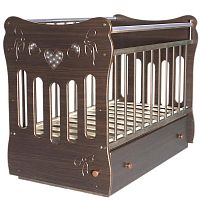 Кроватка детская Бантики поперечный маятник с ящиком / шоколад