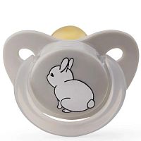 Happy Baby Пустышка латексная ортодонтическая 0+ / цвет rabbit (серый)					