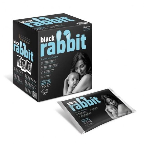 Black Rabbit Подгузники на липучках, 0-5 кг, размер XS, 32 штуки
