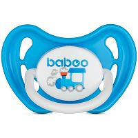 Baboo Соска-пустышка латексная круглая Transport с защитным колпачком, 0 мес+ / цвет голубой					