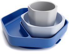 Heorshe Набор посуды из силикона для кормления / цвет синий					