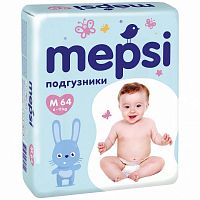 Mepsi Подгузники детские M size 6-11кг, 64 шт