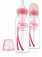 Dr.Browns Набор из двух бутылочек с узким горлышком 250 мл/ розовая					