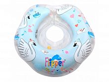 Надувной круг на шею для плавания малышей Flipper 0+ с музыкой из балета "Лебединое озеро" / голубой					
