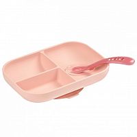 Beaba набор посуды из тарелки и ложки / цвет rose/розовый					