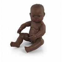 MINILAND Пупс Мальчик африканец 40 см с комплектом одежды для куклы 40см Undershirt &Panties					