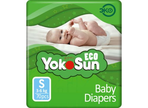 Yokosun детские подгузники на липучках ECO S (3-6 кг) 70 шт