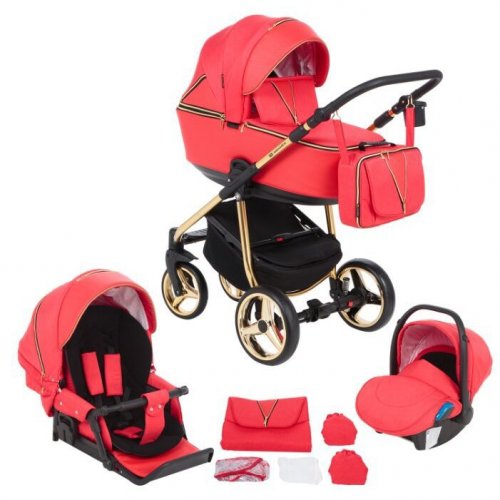 Adamex Детская коляска 3 в 1 Sierra Special Edition / цвет красный, золотой