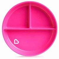 Munchkin Тарелка секционная Stay Put / цвет розовый					