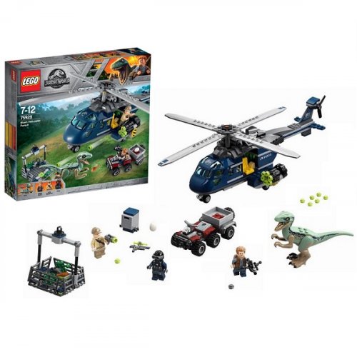 Lego Конструктор Jurassic World Погоня за Блю на вертолёте