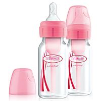 Dr. browns набор из двух бутылочек антиколиковых с узким горлышком 2шт. 120 мл / цвет розовый					