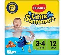 Huggies Трусики-подгузники для плавания Little Swimmers , 3-4 (7-15 кг), 12 штук					