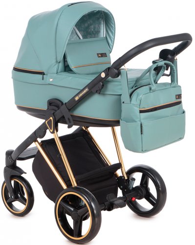 Adamex Детская коляска 2 в 1 Verona Special Edition Deluxe / цвет зеленый, рама золото  VR337