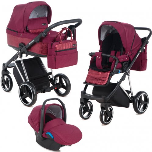 Adamex Детская коляска 3 в 1 Verona Special Edition / цвет бордо VR483