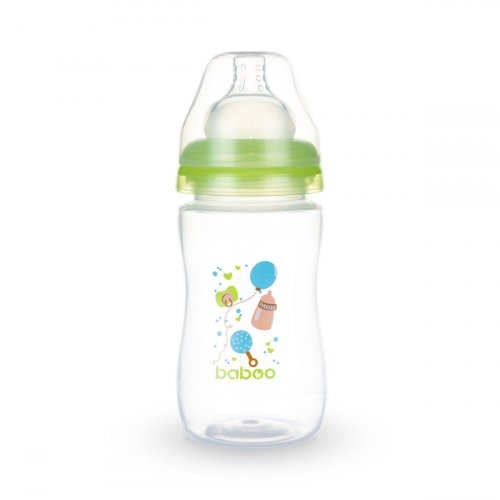 Baboo Бутылочка Baby Shower с силиконовой соской, 230 мл / цвет зеленый