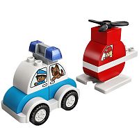 Lego Duplo Конструктор Пожарный вертолет и полицейский автомобиль / цвет голубой, красный					
