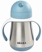 Beaba Поильник-термос Tasse paille Inox, 250 мл / цвет blue (голубой)					