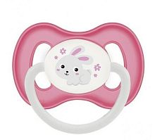 Canpol Пустышка симметричная силиконовая, 6-18 месяцев Bunny & company/ цвет розовый					