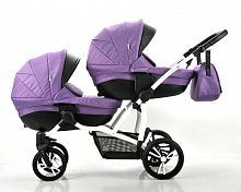 Bebetto 42 Детская коляска для двойни 2 в 1 Сomfort / цвет 06 фиолетовый  / рама белая					