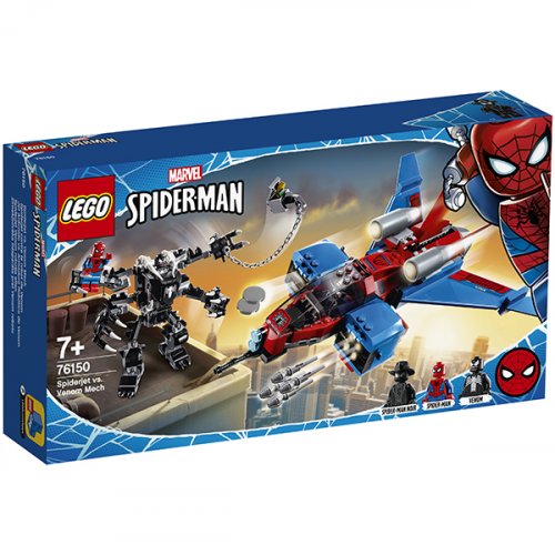Lego Конструктор Супер Герои Реактивный самолёт Человека-Паука против Робота Венома
