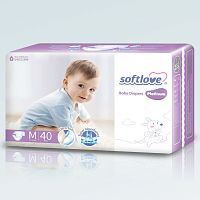 Softlove Подгузники ультратонкие детские Platinum M 6-11кг, 40 штук / цвет белый					