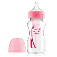 Dr.brown's natural flow® антиколиковая бутылочка для кормления с широким горлышком options+, 270 мл / цвет розовый					