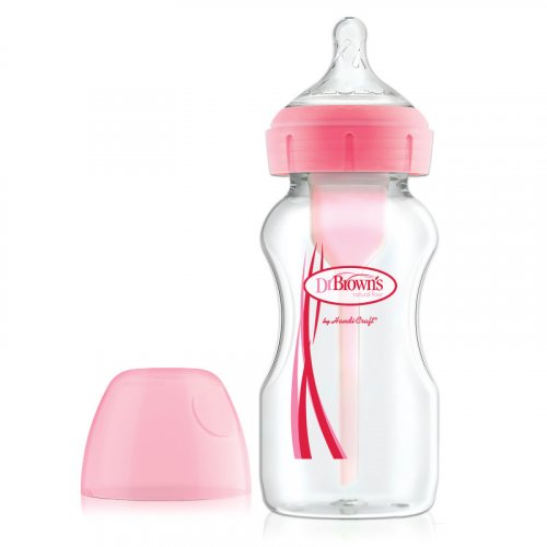 Dr.brown's natural flow® антиколиковая бутылочка для кормления с широким горлышком options+, 270 мл / цвет розовый