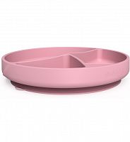 Everyday Baby Детская силиконовая тарелка с четырьмя отсеками на присоске, розовый					