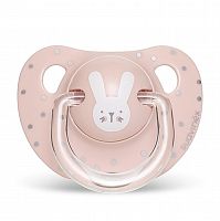 Suavinex Пустышка Hello Baby R0 с силиконовой соской, 0-6 месяцев / цвет розовый					