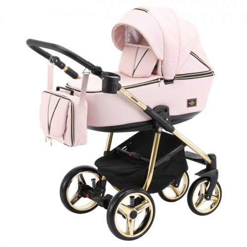 Adamex Детская коляска 2 в 1 Sierra Special Edition / цвет розовая пудра, золотой