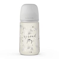 Suavinex Бутылочка для кормления Spread Joy 270мл с физиологической силиконовой соской / цвет серебристый