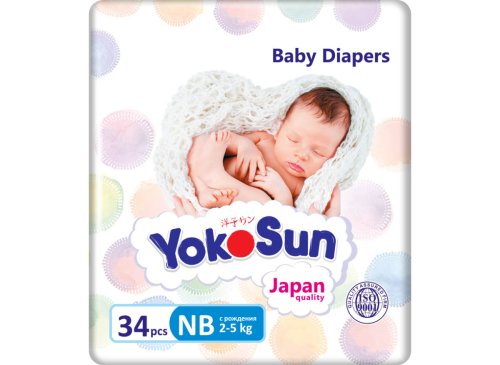 YokoSun Подгузники одноразовые для новорожденных NB (2-5 кг) /34 штуки