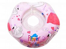 Надувной круг на шею для плавания малышей Flipper 0+ с музыкой из балета "Лебединое озеро" /  розовый					