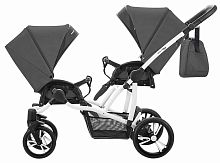 Bebetto Прогулочная коляска для двойни 42 Sport Сomfort / цвет темно-серый, рама белая					
