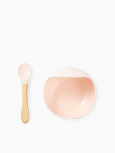 Happy baby Набор посуды для детей: миска на присоске и ложка 15064 / цвет light pink