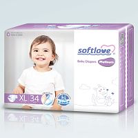 Softlove Подгузники ультратонкие детские Platinum XL 12-17кг, 34 штук / цвет белый					