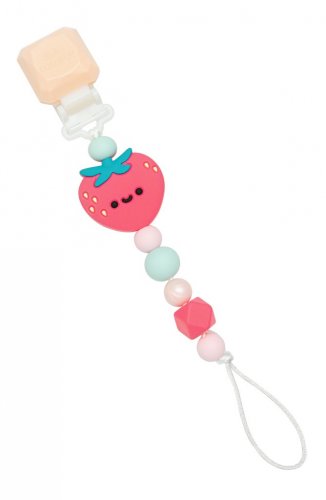 Loulou lollipop держатель для пустышки клубника / цвет бежевый, красный