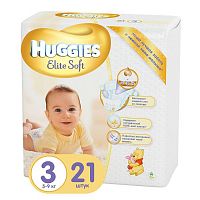Huggies Подгузники Elite Soft 3 (5-9 кг) 21 шт					