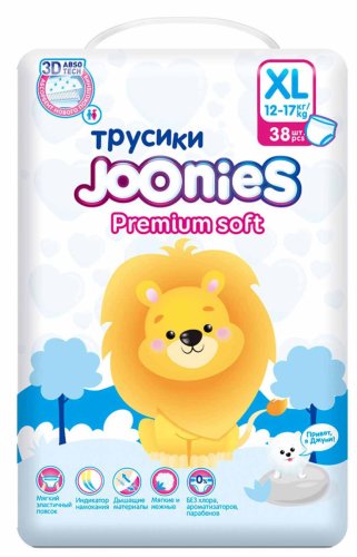 Joonies Подгузники-трусики Premium Soft XL (12-17 кг), 38 штук